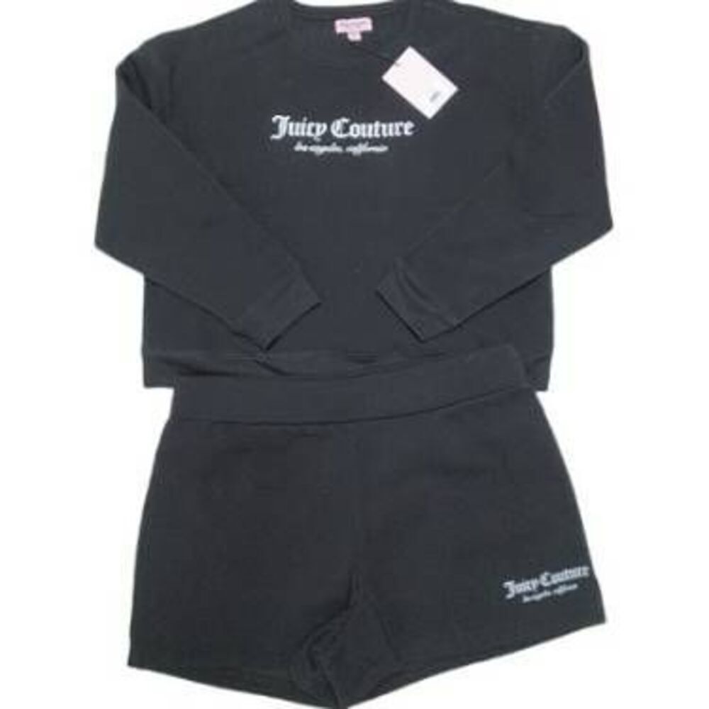 NWT~JUICY COUTURE Black Licorice Sweatshirt & Shorts Set Sz Large~$139 Retail~